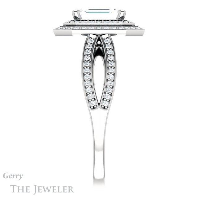Emerald Cut Forever One Moissanite Engagement Ring #GTJ1188-emerald-fb-w | Gerry The Jeweler Emerald Cut Forever Brilliant Moissanite Engagement Ring #GTJ1188-emerald-fb-w