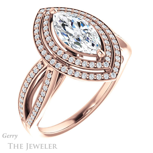 Marquise Cut Forever One Moissanite Engagement Ring #GTJ1188-marquise-fb-r | Gerry The Jeweler Marquise Cut Forever Brilliant Moissanite Engagement Ring #GTJ1188-marquise-fb-r