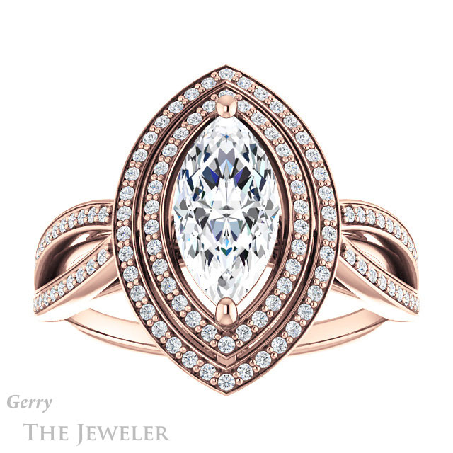 Marquise Cut Forever One Moissanite Engagement Ring #GTJ1188-marquise-fb-r | Gerry The Jeweler Marquise Cut Forever Brilliant Moissanite Engagement Ring #GTJ1188-marquise-fb-r