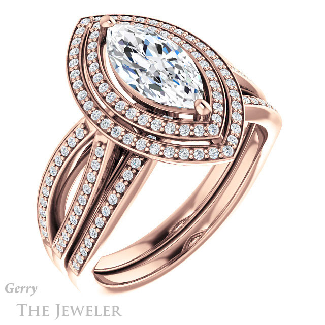 Marquise Cut Forever One Moissanite Engagement Ring #GTJ1188-marquise-fb-r | Gerry The Jeweler Marquise Cut Forever Brilliant Moissanite Engagement Ring #GTJ1188-marquise-fb-r