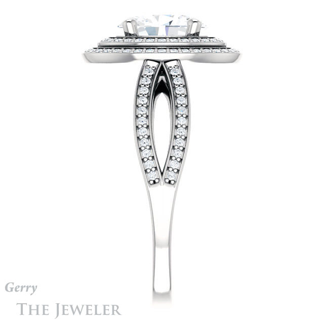 Oval Shaped Forever One Moissanite Engagement Ring #GTJ1188-oval-fo-w | Gerry The Jeweler Oval Shaped Forever One Moissanite Engagement Ring #GTJ1188-oval-fo-w