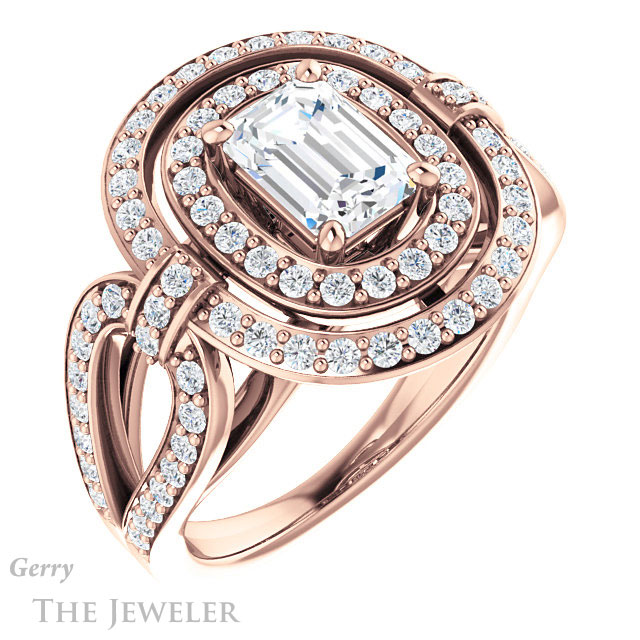 Emerald Cut Forever One Moissanite Engagement Ring #GTJ1189-emerald-fb-r | Gerry The Jeweler Emerald Cut Forever Brilliant Moissanite Engagement Ring #GTJ1189-emerald-fb-r