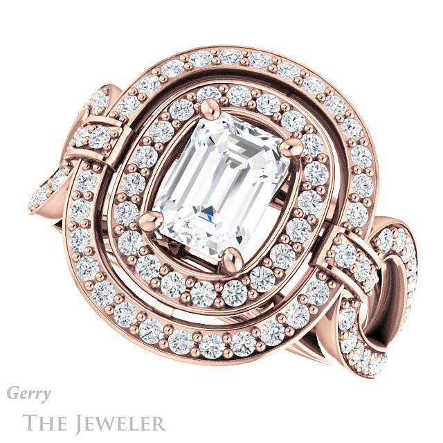 Emerald Cut Forever One Moissanite Engagement Ring #GTJ1189-emerald-fb-r | Gerry The Jeweler Emerald Cut Forever Brilliant Moissanite Engagement Ring #GTJ1189-emerald-fb-r