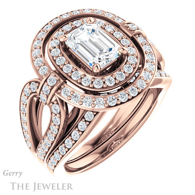 Emerald Cut Forever One Moissanite Engagement Ring #GTJ1189-emerald-fb-r | Gerry The Jeweler Emerald Cut Forever Brilliant Moissanite Engagement Ring #GTJ1189-emerald-fb-r