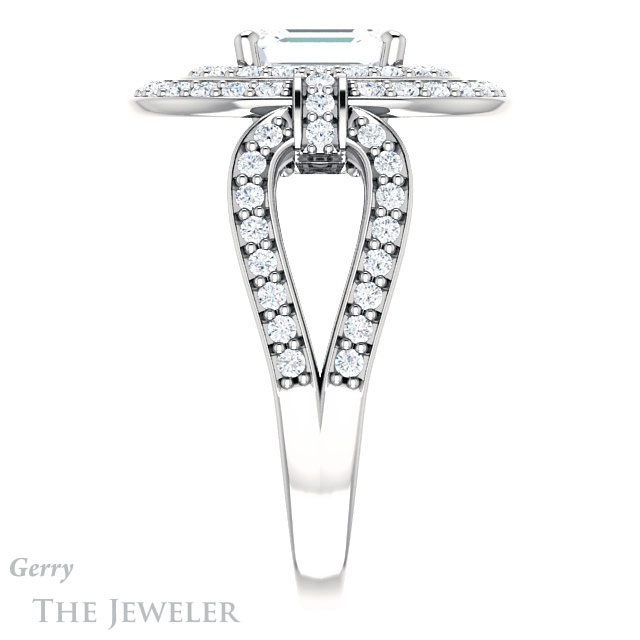 Emerald Cut Forever One Moissanite Engagement Ring #GTJ1189-emerald-fb-w | Gerry The Jeweler Emerald Cut Forever Brilliant Moissanite Engagement Ring #GTJ1189-emerald-fb-w