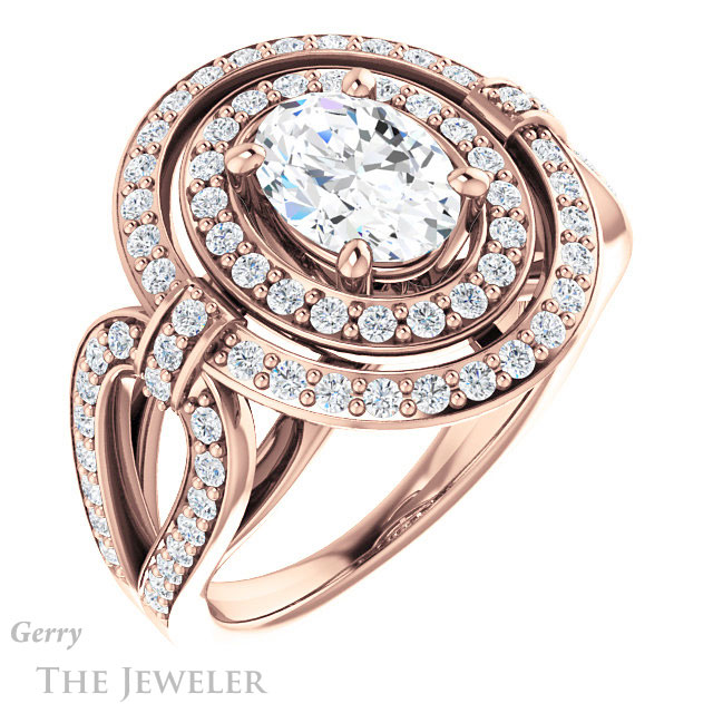 Oval Shaped Forever One Moissanite Engagement Ring #GTJ1189-oval-fo-r | Gerry The Jeweler Oval Shaped Forever One Moissanite Engagement Ring #GTJ1189-oval-fo-r