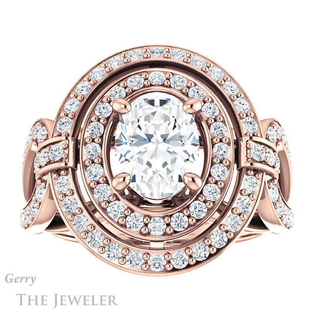 Oval Shaped Forever One Moissanite Engagement Ring #GTJ1189-oval-fo-r | Gerry The Jeweler Oval Shaped Forever One Moissanite Engagement Ring #GTJ1189-oval-fo-r