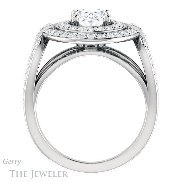 Oval Shaped Forever One Moissanite Engagement Ring #GTJ1189-oval-fo-w | Gerry The Jeweler Oval Shaped Forever One Moissanite Engagement Ring #GTJ1189-oval-fo-w