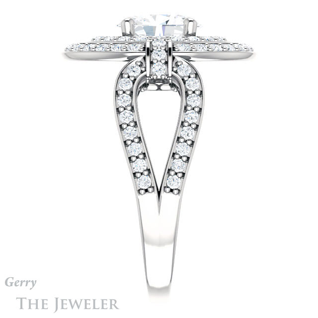 Oval Shaped Forever One Moissanite Engagement Ring #GTJ1189-oval-fo-w | Gerry The Jeweler Oval Shaped Forever One Moissanite Engagement Ring #GTJ1189-oval-fo-w