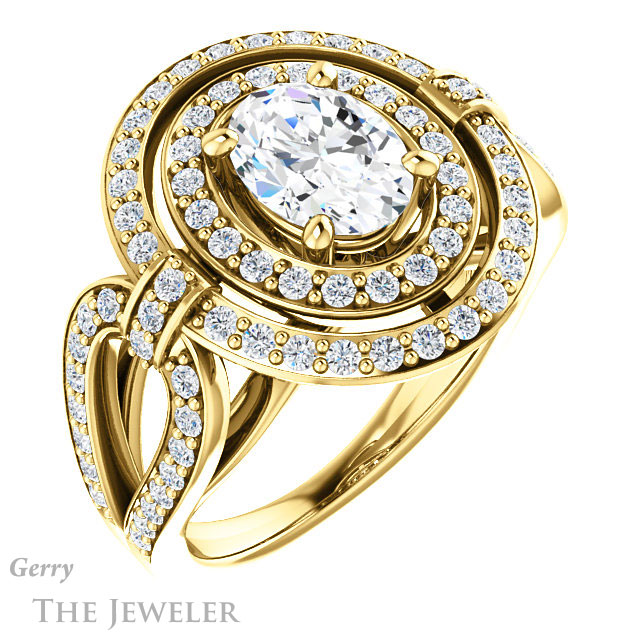 Oval Shaped Forever One Moissanite Engagement Ring #GTJ1189-oval-fo-y | Gerry The Jeweler Oval Shaped Forever One Moissanite Engagement Ring #GTJ1189-oval-fo-y
