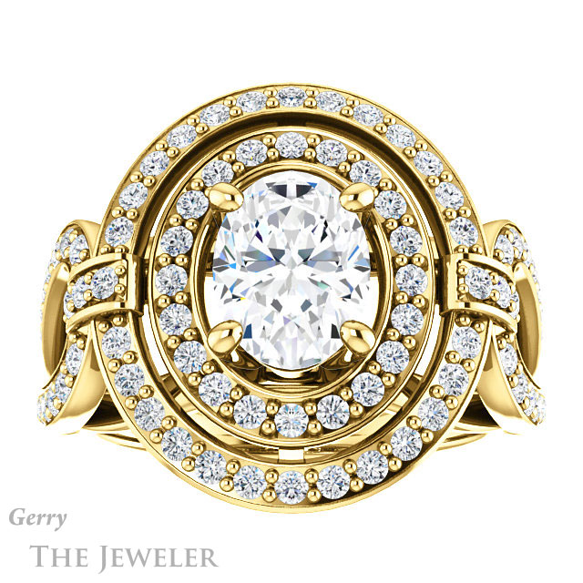 Oval Shaped Forever One Moissanite Engagement Ring #GTJ1189-oval-fo-y | Gerry The Jeweler Oval Shaped Forever One Moissanite Engagement Ring #GTJ1189-oval-fo-y