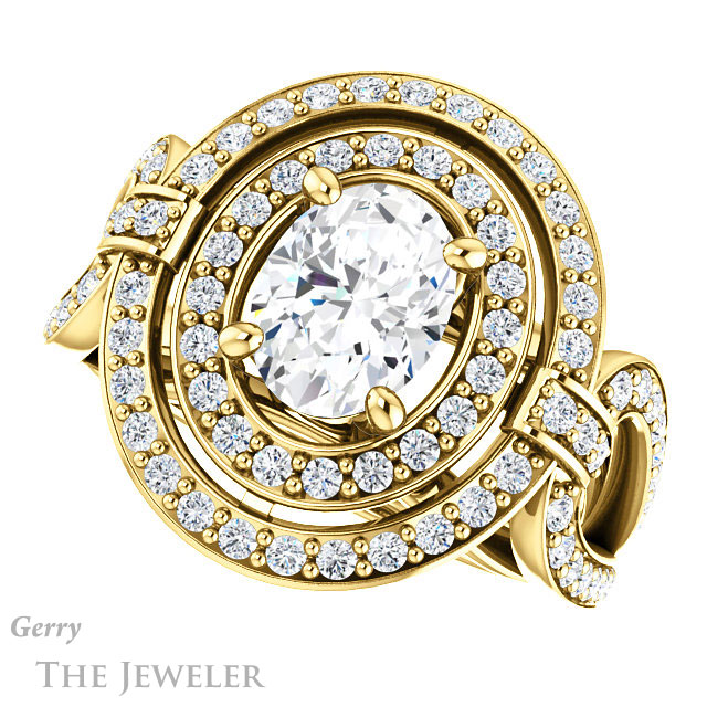 Oval Shaped Forever One Moissanite Engagement Ring #GTJ1189-oval-fo-y | Gerry The Jeweler Oval Shaped Forever One Moissanite Engagement Ring #GTJ1189-oval-fo-y