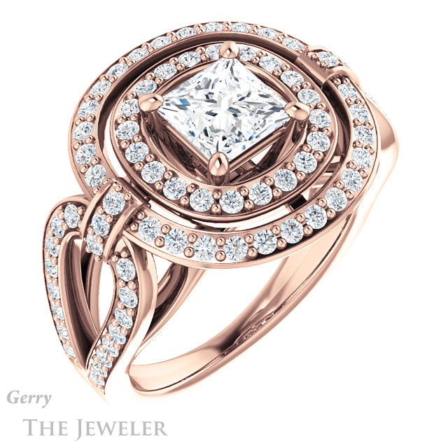 Princess Cut Forever One Moissanite Engagement Ring #GTJ1189-square-fo-r | Gerry The Jeweler Princess Cut Forever One Moissanite Engagement Ring #GTJ1189-square-fo-r