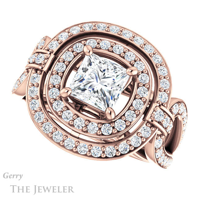 Princess Cut Forever One Moissanite Engagement Ring #GTJ1189-square-fo-r | Gerry The Jeweler Princess Cut Forever One Moissanite Engagement Ring #GTJ1189-square-fo-r