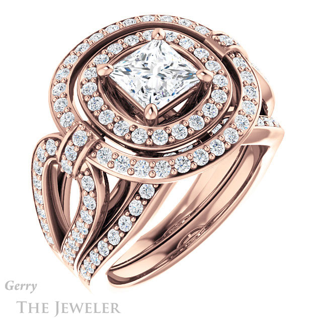 Princess Cut Forever One Moissanite Engagement Ring #GTJ1189-square-fo-r | Gerry The Jeweler Princess Cut Forever One Moissanite Engagement Ring #GTJ1189-square-fo-r