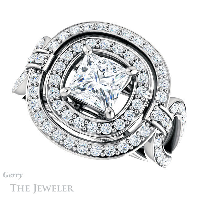 Princess Cut Forever One Moissanite Engagement Ring #GTJ1189-square-fo-w | Gerry The Jeweler Princess Cut Forever One Moissanite Engagement Ring #GTJ1189-square-fo-w