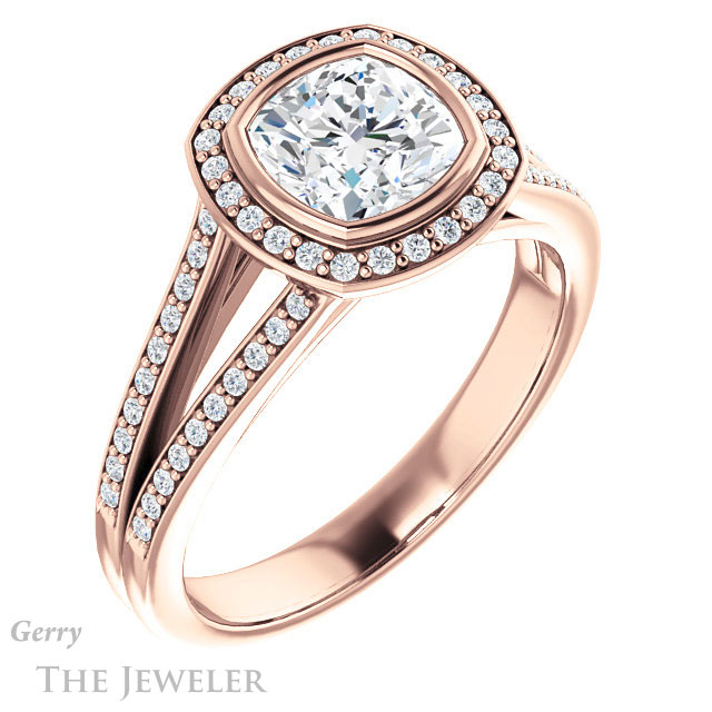 Cushion Cut Forever One Moissanite Engagement Ring #GTJ1190-cushion-fo-r