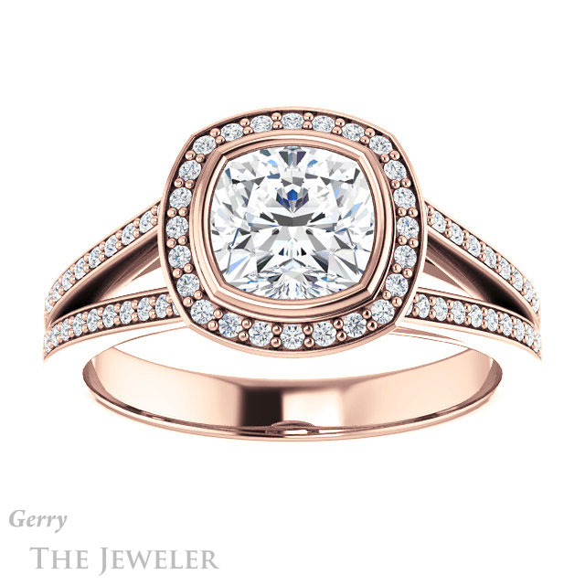 Cushion Cut Forever One Moissanite Engagement Ring #GTJ1190-cushion-fo-r