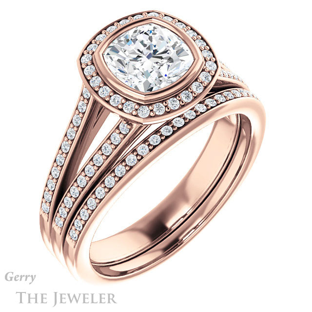 Cushion Cut Forever One Moissanite Engagement Ring #GTJ1190-cushion-fo-r