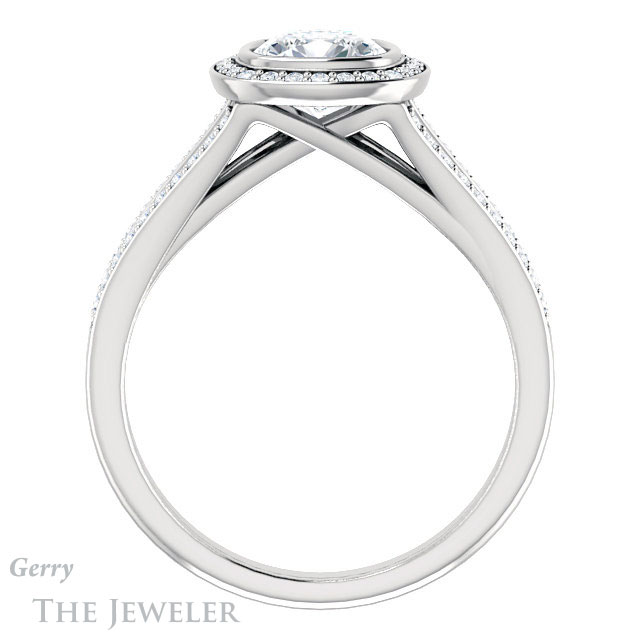 Cushion Cut Forever One Moissanite Engagement Ring #GTJ1190-cushion-fo-w