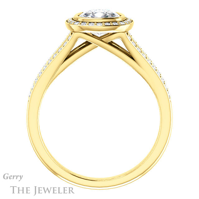 Cushion Cut Forever One Moissanite Engagement Ring #GTJ1190-cushion-fo-y