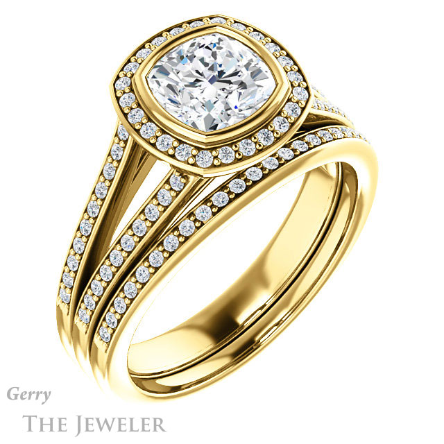 Cushion Cut Forever One Moissanite Engagement Ring #GTJ1190-cushion-fo-y