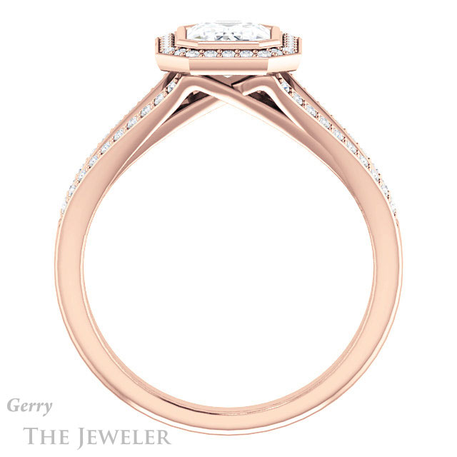 Emerald Cut Forever Brilliant Moissanite Engagement Ring #GTJ1190-emerald-fb-r