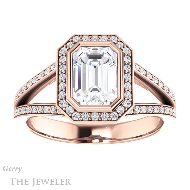 Emerald Cut Forever Brilliant Moissanite Engagement Ring #GTJ1190-emerald-fb-r