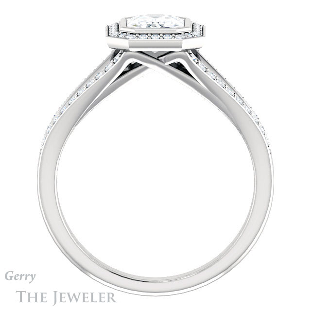 Emerald Cut Forever One Moissanite Engagement Ring #GTJ1190-emerald-fb-w 2 Emerald Cut Forever Brilliant Moissanite Engagement Ring #GTJ1190-emerald-fb-w