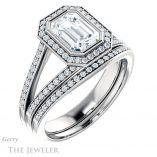 Emerald Cut Forever One Moissanite Engagement Ring #GTJ1190-emerald-fb-w 6 Emerald Cut Forever Brilliant Moissanite Engagement Ring #GTJ1190-emerald-fb-w