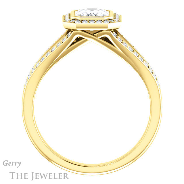 Emerald Cut Forever Brilliant Moissanite Engagement Ring #GTJ1190-emerald-fb-y