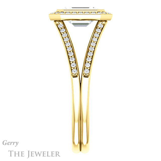 Emerald Cut Forever Brilliant Moissanite Engagement Ring #GTJ1190-emerald-fb-y