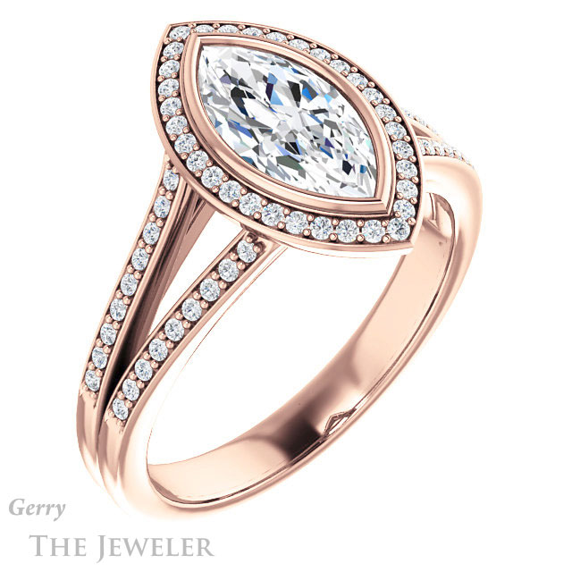 Marquise Cut Forever Brilliant Moissanite Engagement Ring #GTJ1190-marquise-fb-r