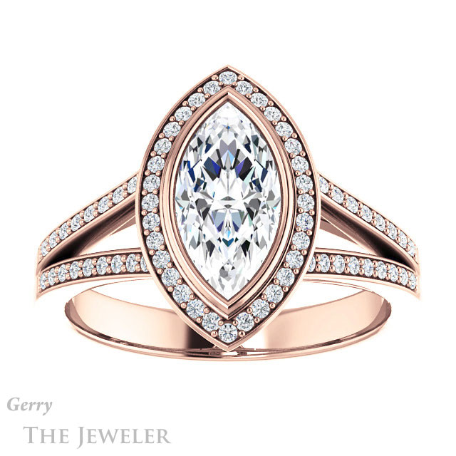 Marquise Cut Forever Brilliant Moissanite Engagement Ring #GTJ1190-marquise-fb-r