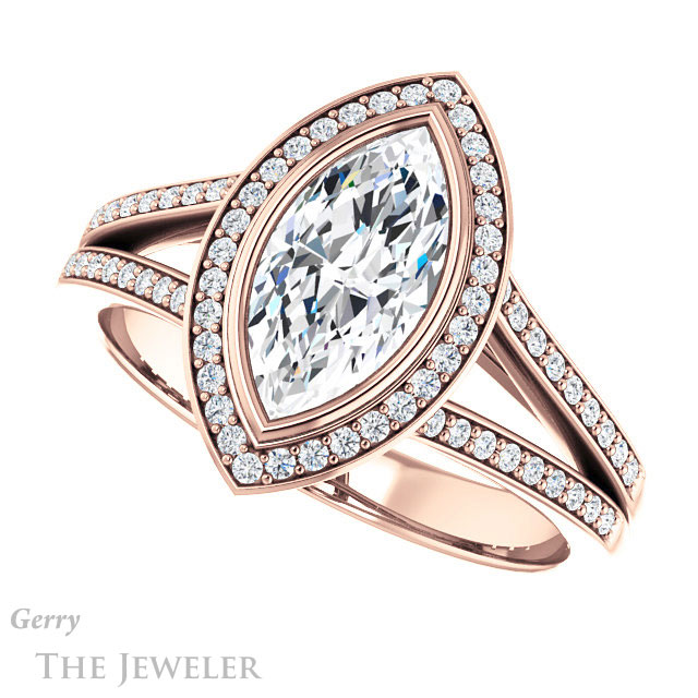 Marquise Cut Forever Brilliant Moissanite Engagement Ring #GTJ1190-marquise-fb-r