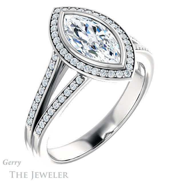 Marquise Cut Forever Brilliant Moissanite Engagement Ring #GTJ1190-marquise-fb-w