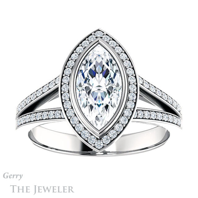 Marquise Cut Forever Brilliant Moissanite Engagement Ring #GTJ1190-marquise-fb-w