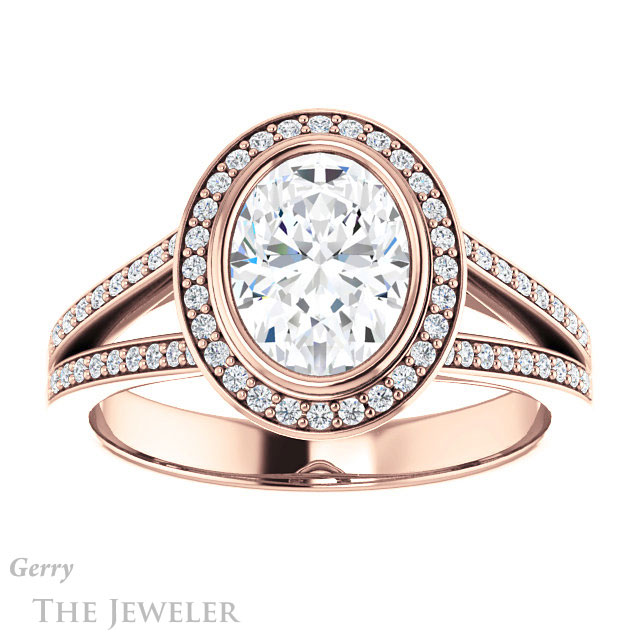 Oval Shaped Forever One Moissanite Engagement Ring #GTJ1190-oval-fo-r