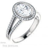 Oval Shaped Forever One Moissanite Engagement Ring #GTJ1190-oval-fo-w 4 Oval Shaped Forever One Moissanite Engagement Ring #GTJ1190-oval-fo-w