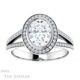 Oval Shaped Forever One Moissanite Engagement Ring #GTJ1190-oval-fo-w 1 Oval Shaped Forever One Moissanite Engagement Ring #GTJ1190-oval-fo-w