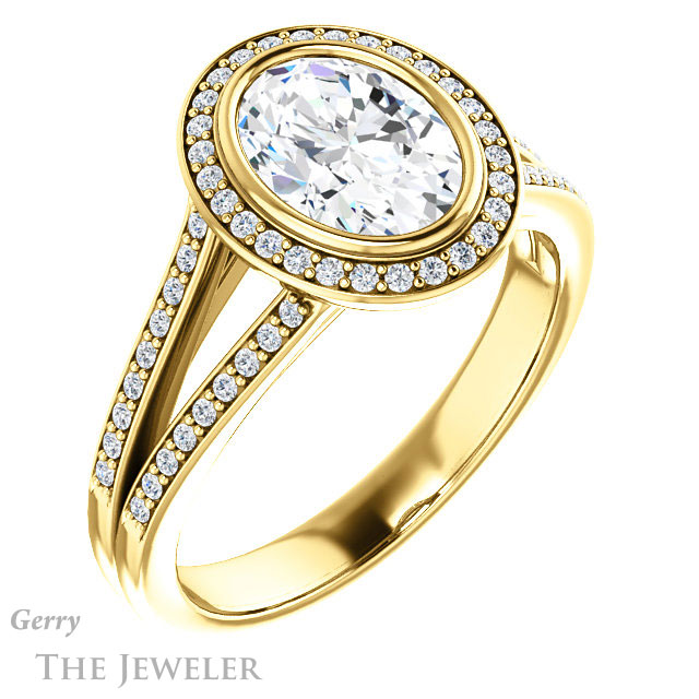 Oval Shaped Forever One Moissanite Engagement Ring #GTJ1190-oval-fo-y 4 Oval Shaped Forever One Moissanite Engagement Ring #GTJ1190-oval-fo-y