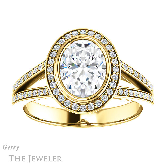 Oval Shaped Forever One Moissanite Engagement Ring #GTJ1190-oval-fo-y 1 Oval Shaped Forever One Moissanite Engagement Ring #GTJ1190-oval-fo-y