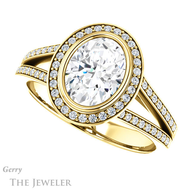 Oval Shaped Forever One Moissanite Engagement Ring #GTJ1190-oval-fo-y 5 Oval Shaped Forever One Moissanite Engagement Ring #GTJ1190-oval-fo-y