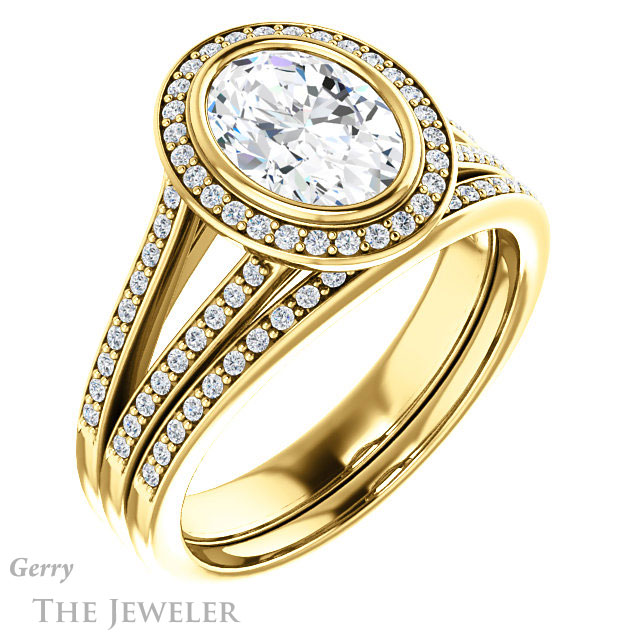 Oval Shaped Forever One Moissanite Engagement Ring #GTJ1190-oval-fo-y 6 Oval Shaped Forever One Moissanite Engagement Ring #GTJ1190-oval-fo-y