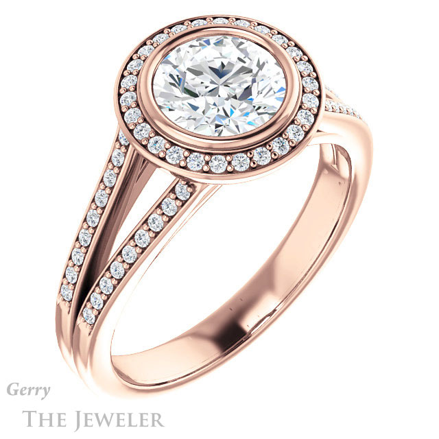 Round Cut Forever One Moissanite Engagement Ring #GTJ1190-round-fo-r 4 Round Cut Forever One Moissanite Engagement Ring #GTJ1190-round-fo-r