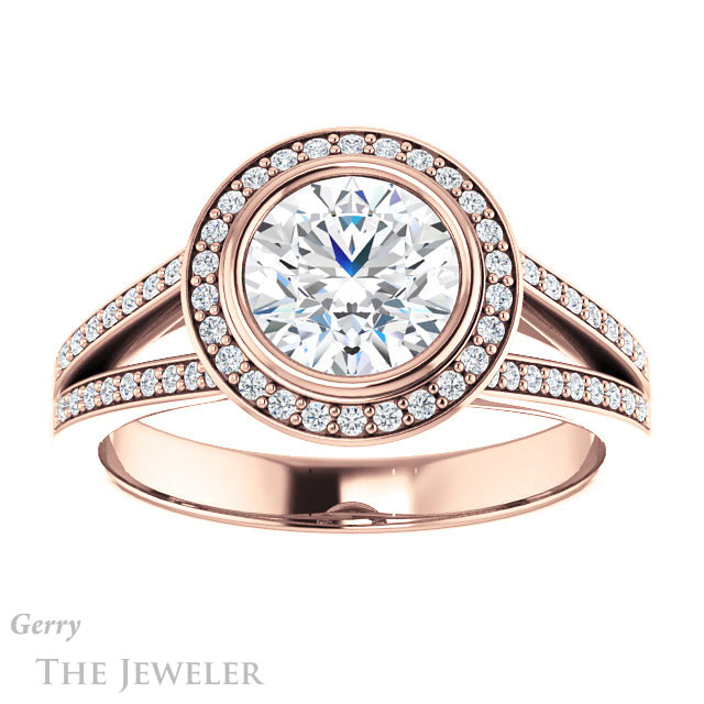 Round Cut Forever One Moissanite Engagement Ring #GTJ1190-round-fo-r 1 Round Cut Forever One Moissanite Engagement Ring #GTJ1190-round-fo-r