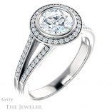 Round Cut Forever One Moissanite Engagement Ring #GTJ1190-round-fo-w 4 Round Cut Forever One Moissanite Engagement Ring #GTJ1190-round-fo-w