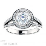 Round Cut Forever One Moissanite Engagement Ring #GTJ1190-round-fo-w 1 Round Cut Forever One Moissanite Engagement Ring #GTJ1190-round-fo-w