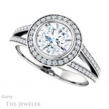 Round Cut Forever One Moissanite Engagement Ring #GTJ1190-round-fo-w 5 Round Cut Forever One Moissanite Engagement Ring #GTJ1190-round-fo-w