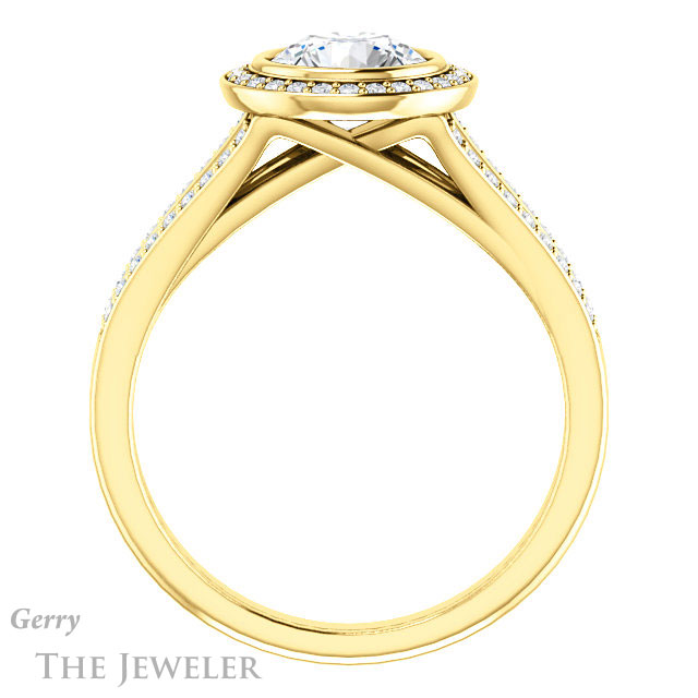 Round Cut Forever One Moissanite Engagement Ring #GTJ1190-round-fo-y